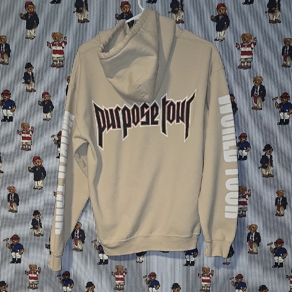 Beige Bieber World Tour Hoodie Purpose Tour Adult Medium - Picture 6 of 8